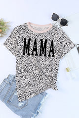 MAMA Animal Print Round Neck Short Sleeve T-Shirt