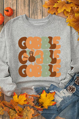 Letter Graphic Round Neck Long Sleeve Sweatshirt