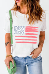 US Flag Round Neck Short Sleeve T-Shirt
