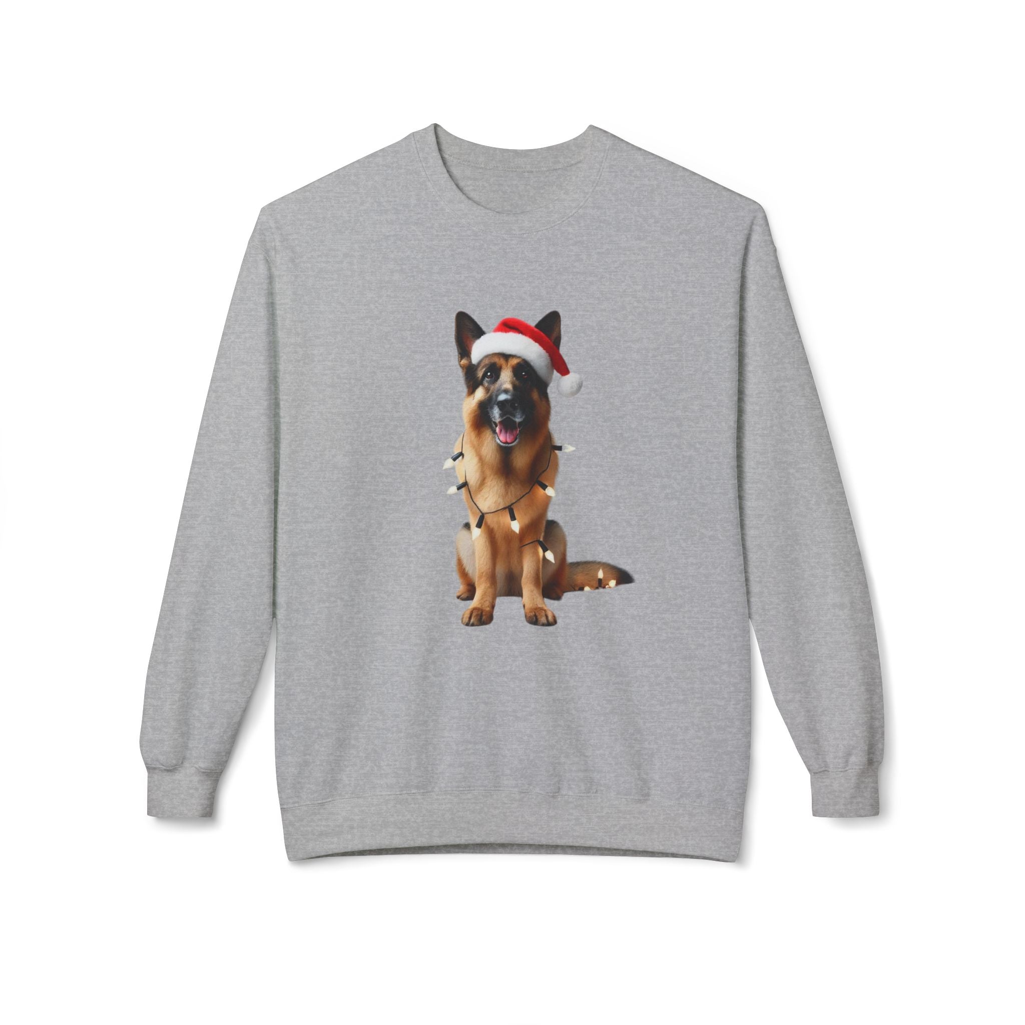 Festive German Shepherd - Unisex Midweight Softstyle Fleece Crewneck Sweatshirt