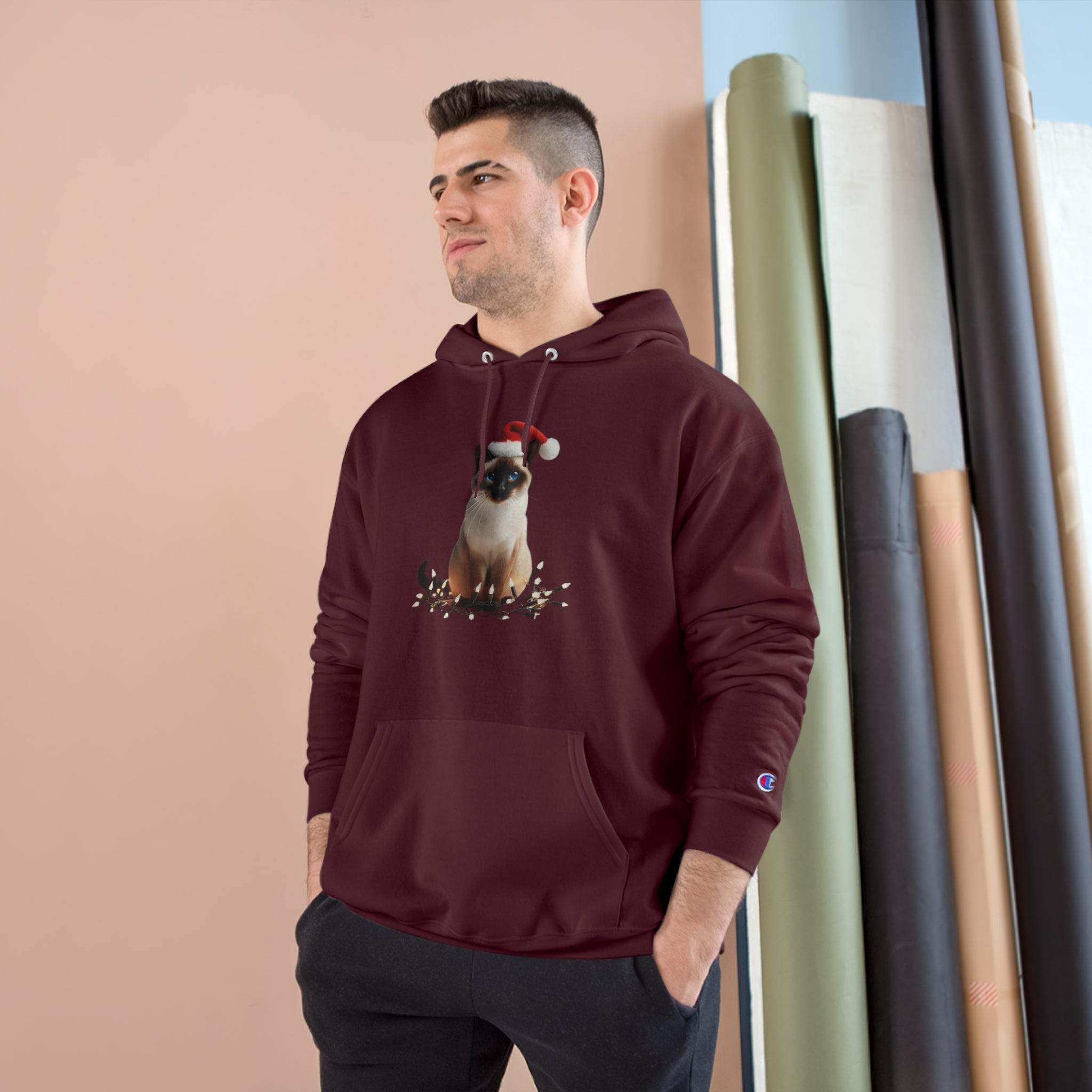 Holiday Siamese Cat - Champion Hoodie