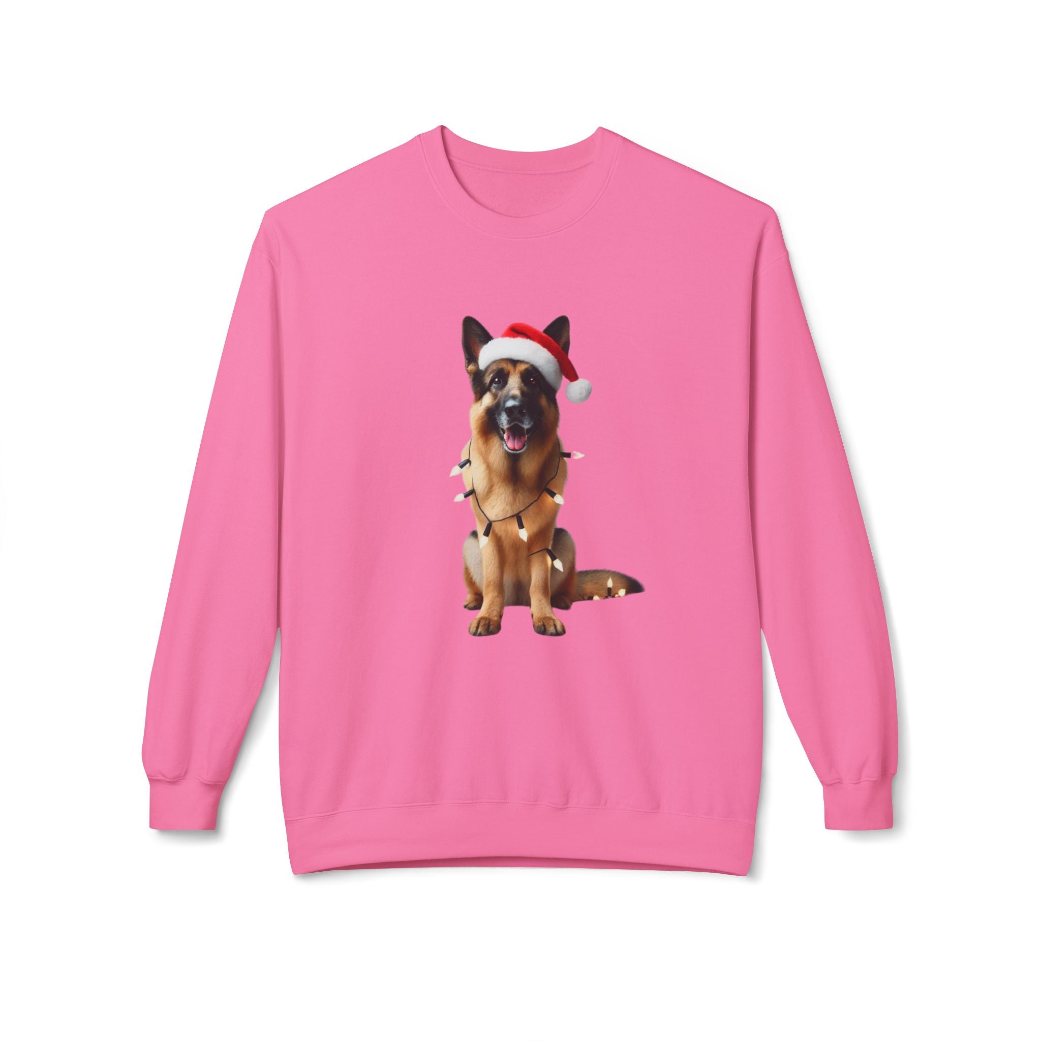 Festive German Shepherd - Unisex Midweight Softstyle Fleece Crewneck Sweatshirt