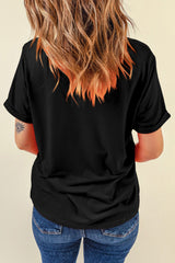 Flower Graphic Round Neck Short Sleeve T-Shirt