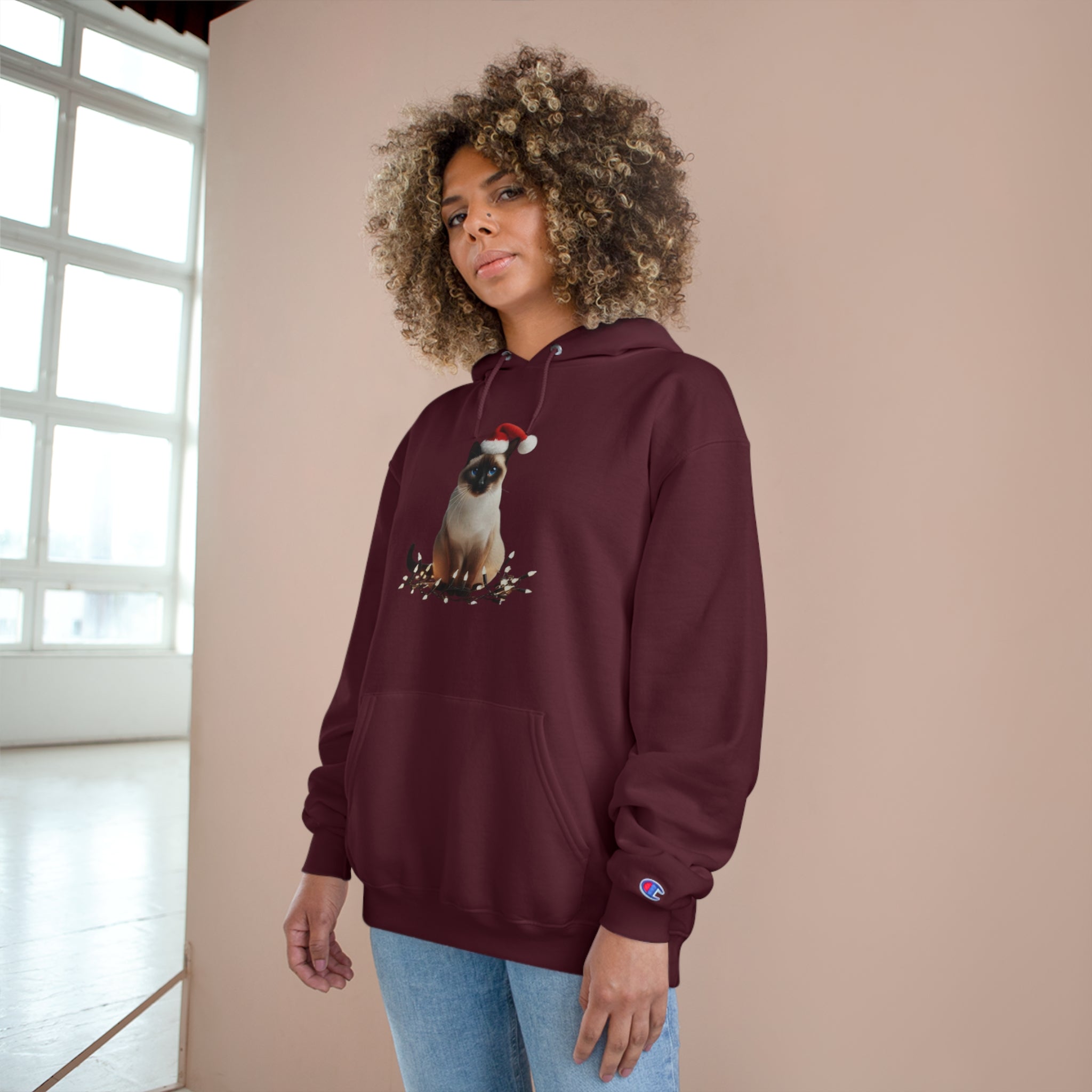 Holiday Siamese Cat - Champion Hoodie