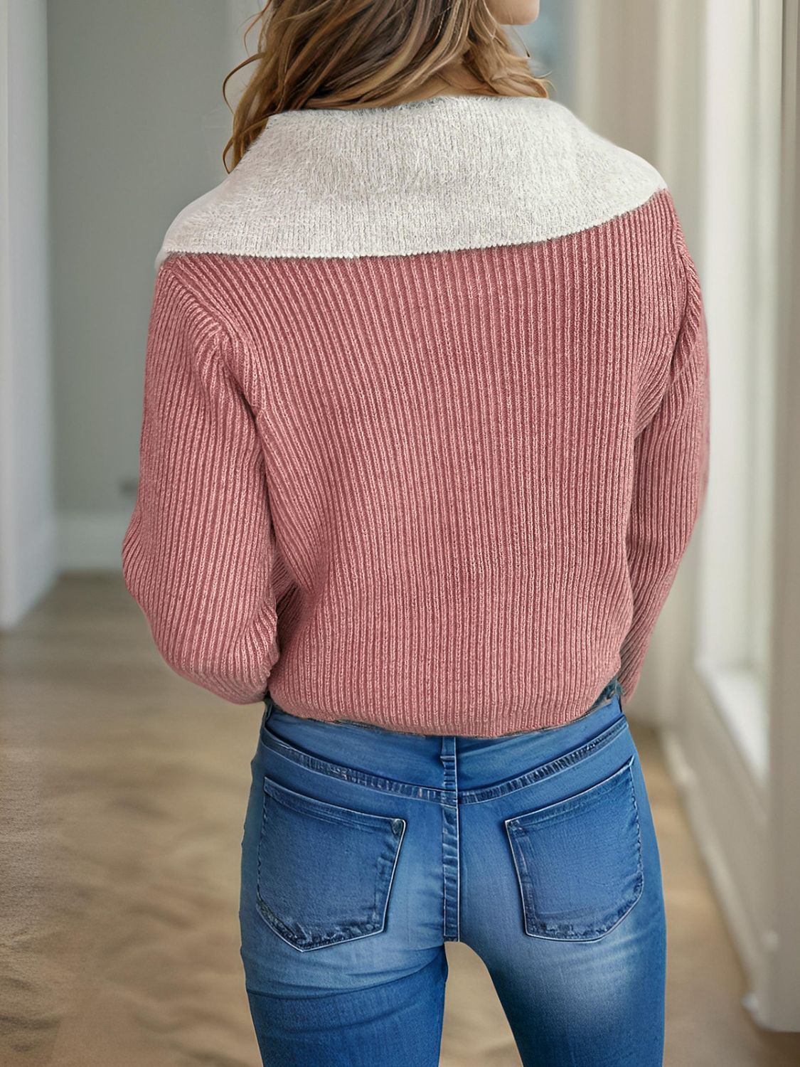 Zip Up Collared Neck Long Sleeve Cardigan